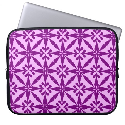 Ikat Star Pattern - Violet und Orchid Laptopschutzhülle (Vorderseite)