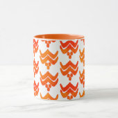Ikat Stilisierte Blume - Orange und Weiße Tasse (Zentrum)