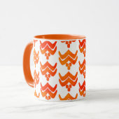 Ikat Stilisierte Blume - Orange und Weiße Tasse (Vorderseite Links)