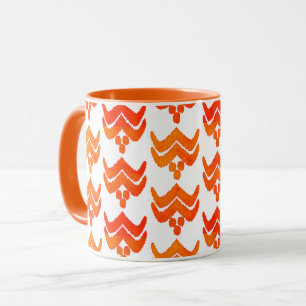 Ikat Stilisierte Blume - Orange und Weiße Tasse