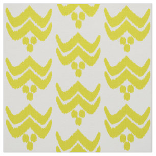 Ikat-Stilisierte Blüten - Senfgold und weiß Stoff