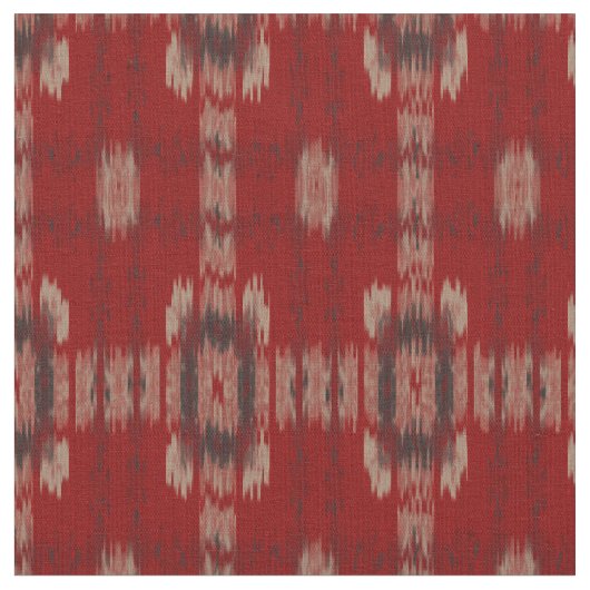 Ikat-Stoffmuster Muster in Rot-Weiß Stoff (Nahaufnahme)