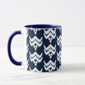 Ikat Stylized Floral - Indigo Blau und Weiß Tasse (Links)
