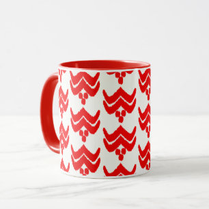 Ikat Stylized Floral - Red and White Tasse