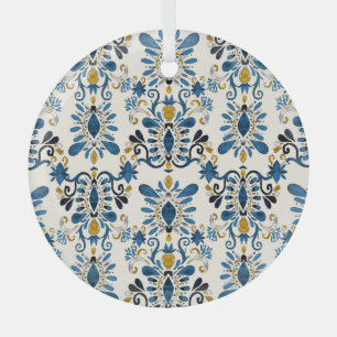Ikat Tie-Dye, tribaler Wasserfarbeneffekt Ornament Aus Glas