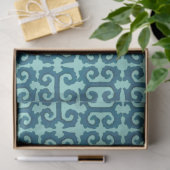 IKAT Tribal Muster Aquamarin Aqua griechischer Sch Seidenpapier (Geschenk)