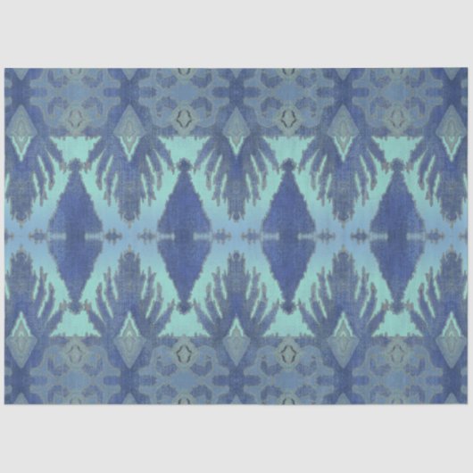 IKAT Tribal Muster Navy Blue Geometrie Dekoupage Seidenpapier (Vorderseite)