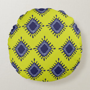 Ikat Tribal: Stilvolles modernes Muster. Rundes Kissen