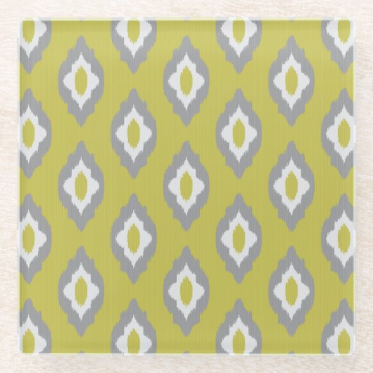 Ikat Vintage-Muster Glasuntersetzer (Vorderseite)