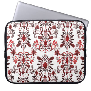 Ikat Wasserfarbe: Ethnische Stammeskultur nahtlos. Laptopschutzhülle