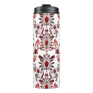 Ikat Wasserfarbe: Ethnische Stammeskultur nahtlos. Thermosbecher