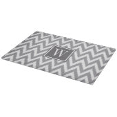 Ikat Zickzack Grau Monogramm Glasschneidplatte Schneidebrett (Ecke)