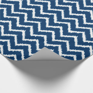 Ikat Zickzack Pattern - Navy und Weiß Geschenkpapier