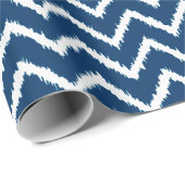 Ikat Zickzack Pattern - Navy und Weiß Geschenkpapier (Rolleneckpunkt)