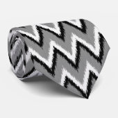 Ikat Zickzack Streifen - grau/grau, schwarz/weiß Krawatte (Gerollt)
