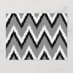 Ikat Zickzack Streifen - grau/grau, schwarz/weiß Postkarte