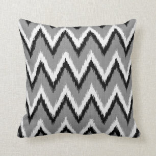 Ikat Zickzack Streifen - grau/Grau, Schwarzes u. Kissen