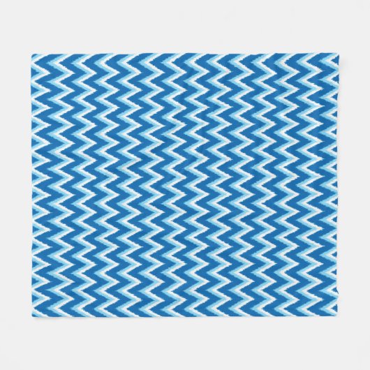 Ikat Zickzack Streifen - Kobalt, Sky Blue und Whit Fleecedecke (Vorderseite (Horizontal))