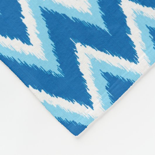 Ikat Zickzack Streifen - Kobalt, Sky Blue und Whit Fleecedecke (Ecke)
