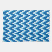 Ikat Zickzack Streifen - Kobalt, Sky Blue und Whit Geschirrtuch (Horizontal)