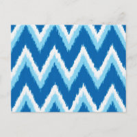 Ikat Zickzack Streifen - Kobalt, Sky Blue und Whit