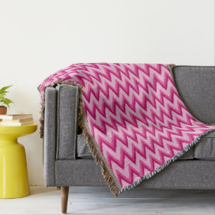Ikat Zickzack Stripes - Fuchsia und Pink Decke