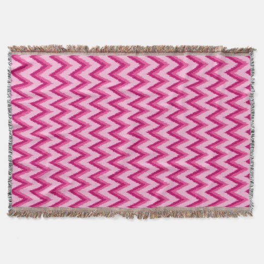 Ikat Zickzack Stripes - Fuchsia und Pink Decke (Vorderseite)