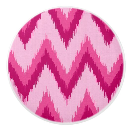 Ikat Zickzack Stripes - Fuchsia und Pink Keramikknauf (Vorderseite)