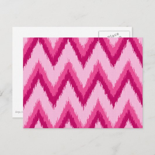 Ikat Zickzack Stripes - Fuchsia und Pink Postkarte (Vorne/Hinten)