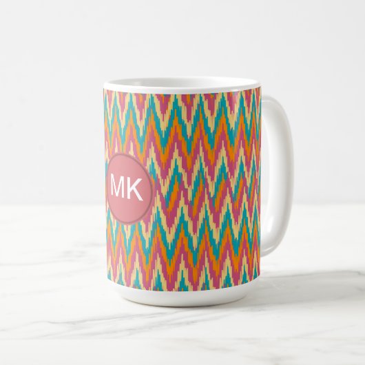iKat Zigzag Design Gewürzfarben Kaffeetasse (VorderseiteRechts)
