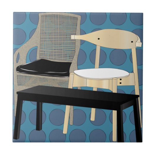 Ikea Möbelstühle sind blaue Tile Fliese (Vorderseite)