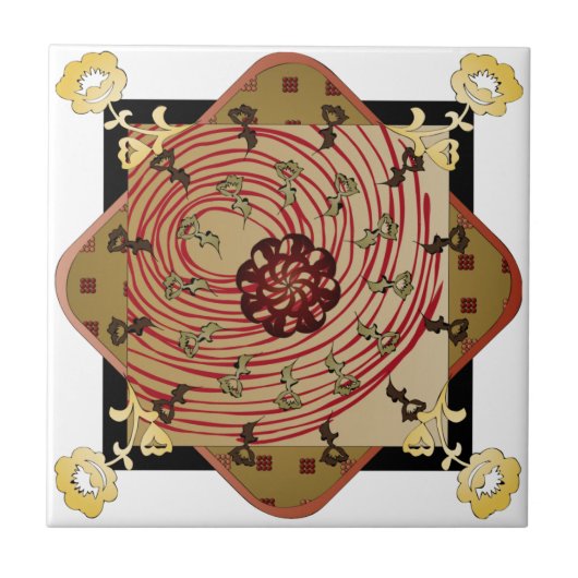 Ikea Rugs Red Swirl Tile Fliese (Vorderseite)