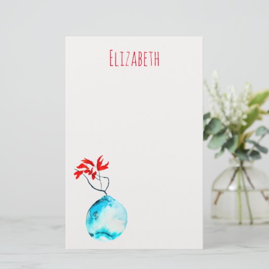 Ikebana Aquarellblase Briefpapier (Stehend Vorderseite)