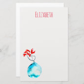 Ikebana Aquarellblase Briefpapier (Vorne/Hinten)