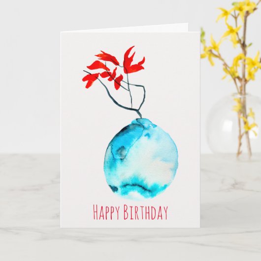 Ikebana Aquarellblase Karte (Gelbe Blume)