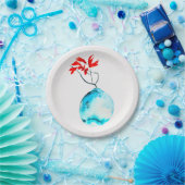 Ikebana Aquarellblase Pappteller (Party)