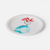 Ikebana Aquarellblase Pappteller (Schrägansicht)