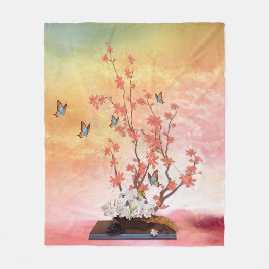 Ikebana-Ausstellung Fleecedecke (Vorderseite)