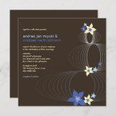 Ikebana Blue Frangipani Tropical Wedite Einladung (Vorne/Hinten)