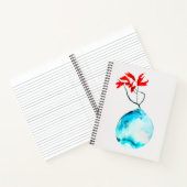 Ikebana Blue Vase Aquarellkunst Notizblock (Innenseite)