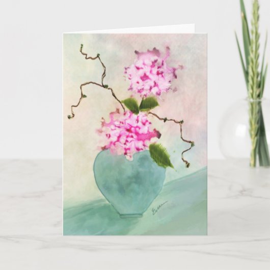 Ikebana BlumenAquarell-Gruß-Karte Karte (Vorderseite)