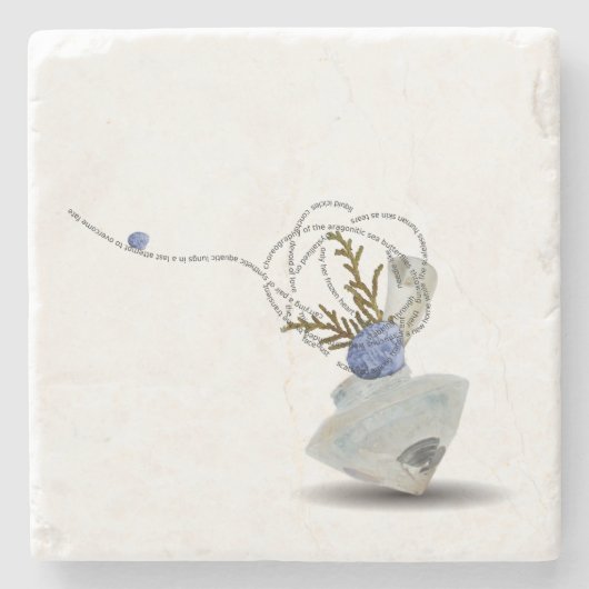 Ikebana Diamantblauer Muscheltiefengedicht Steinuntersetzer (Vorderseite)