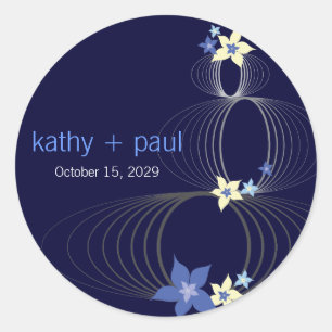 Ikebana Frangipani Hochzeit der tropischen blauen  Runder Aufkleber