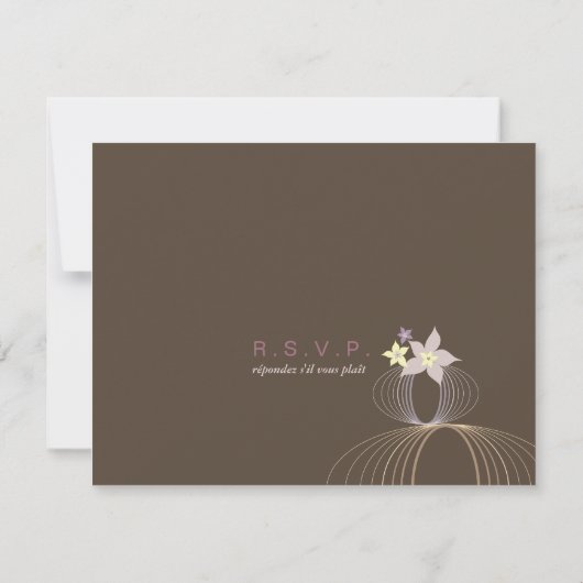Ikebana Frangipani Lila tropische Blume Hochzeit RSVP Karte (Rückseite)