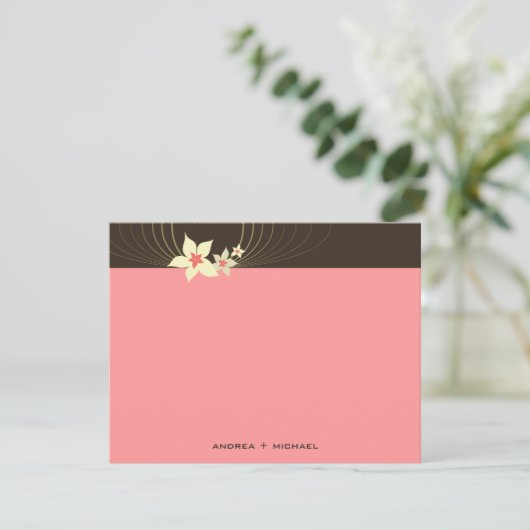 Ikebana Frangipani Pink Tropische Blume Hochzeit Dankeskarte (Stehend Vorderseite)