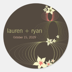 Ikebana Frangipani Pink Tropische Blume Hochzeit Runder Aufkleber