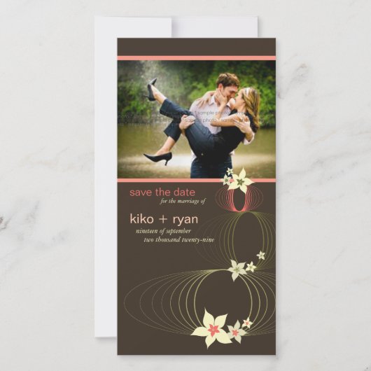 Ikebana Frangipani Pink Tropische Blume Hochzeit Save The Date (Vorderseite)