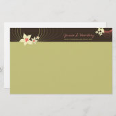 Ikebana Frangipani-Rosa-tropische Blumen-Hochzeit Briefpapier (Vorne/Hinten)