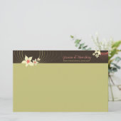 Ikebana Frangipani-Rosa-tropische Blumen-Hochzeit Briefpapier (Stehend Vorderseite)