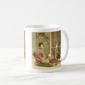 Ikebana - schöne Kimono-Mädchen, die Blumen Kaffeetasse (VorderseiteRechts)
